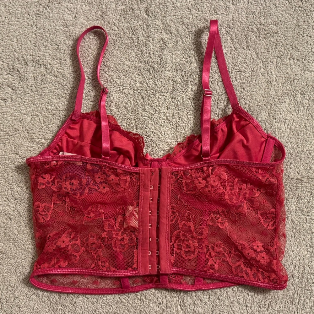 Vibrant Pink Lace Bustier - Picture 4 of 4